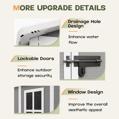 Ripostiglio da esterno in resina resistente alle intemperie, con pavimento, a forma di guglia, disponibile nelle dimensioni: 6 ft x 4 ft/6 ft x 8 ft/8 ft x 6 ft/8 ft x 10 ft.