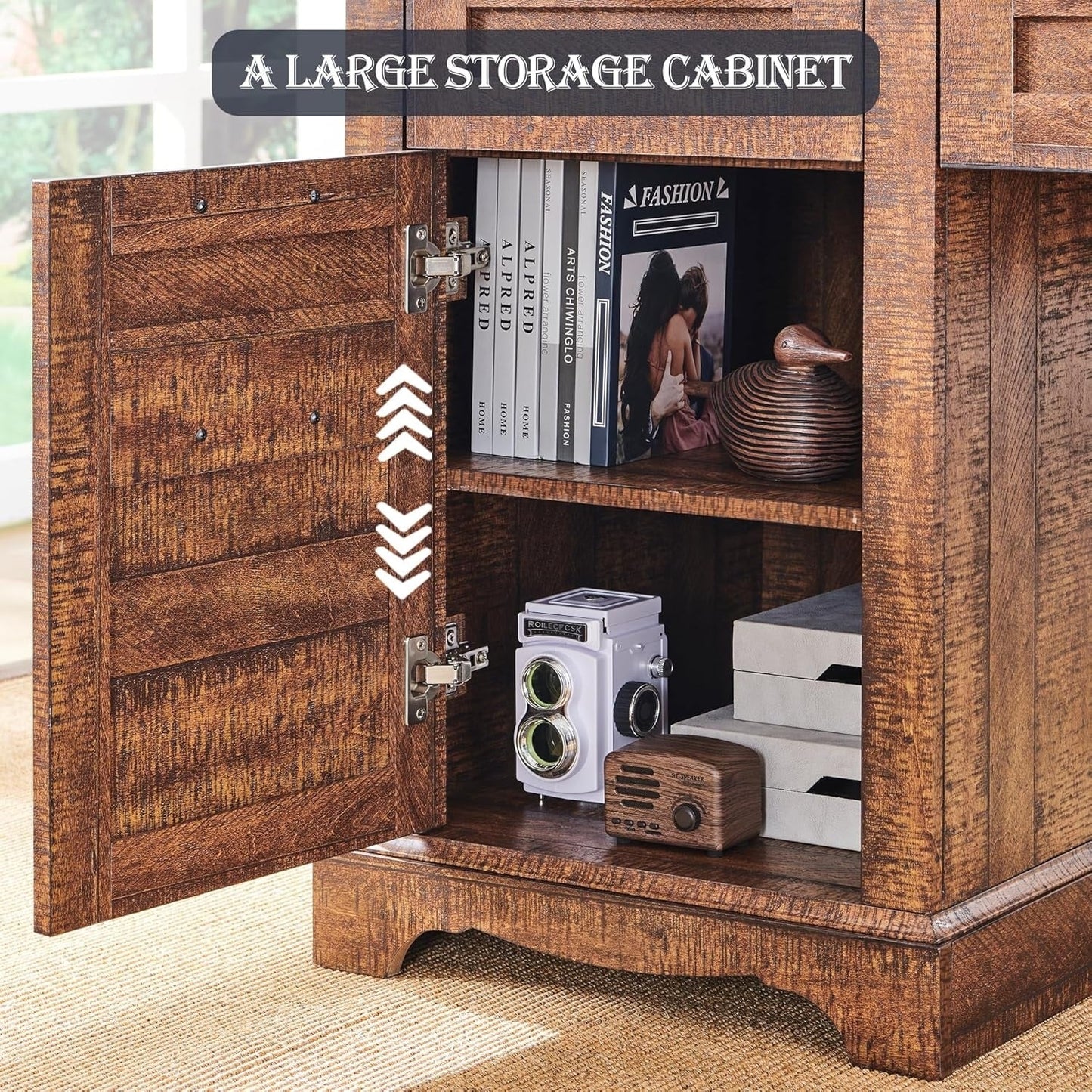 Scrivania da ufficio a forma di L in stile farmhouse, scrivania d'angolo in legno, scrivania per computer