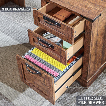 Scrivania da ufficio a forma di L in stile farmhouse, scrivania d'angolo in legno, scrivania per computer