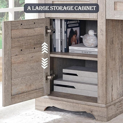 Scrivania da ufficio a forma di L in stile farmhouse, scrivania d'angolo in legno, scrivania per computer