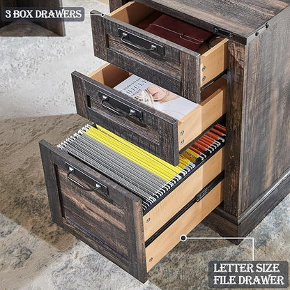 Scrivania da ufficio a forma di L in stile farmhouse, scrivania d'angolo in legno, scrivania per computer