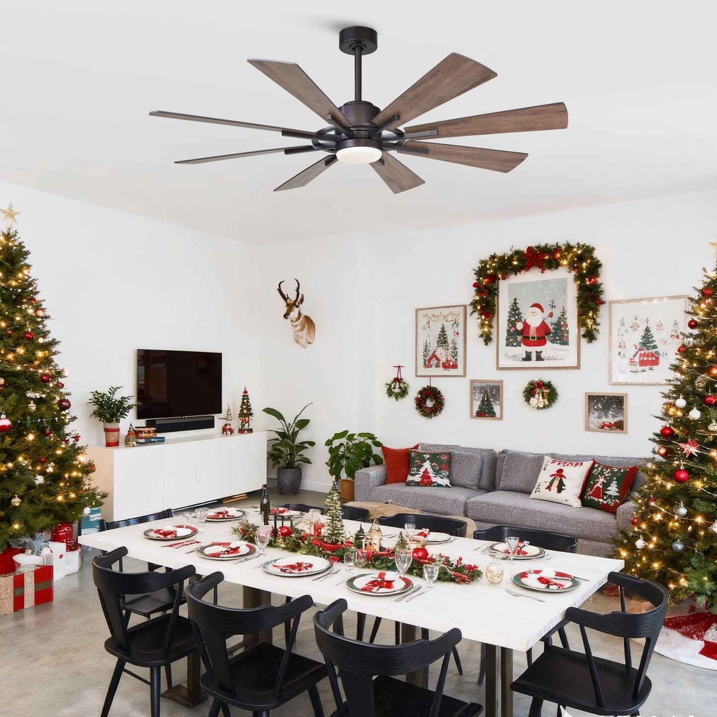 Ventilatore a soffione a 60 pollici in bronzo brunito con luce e telecomando - 60 pollici