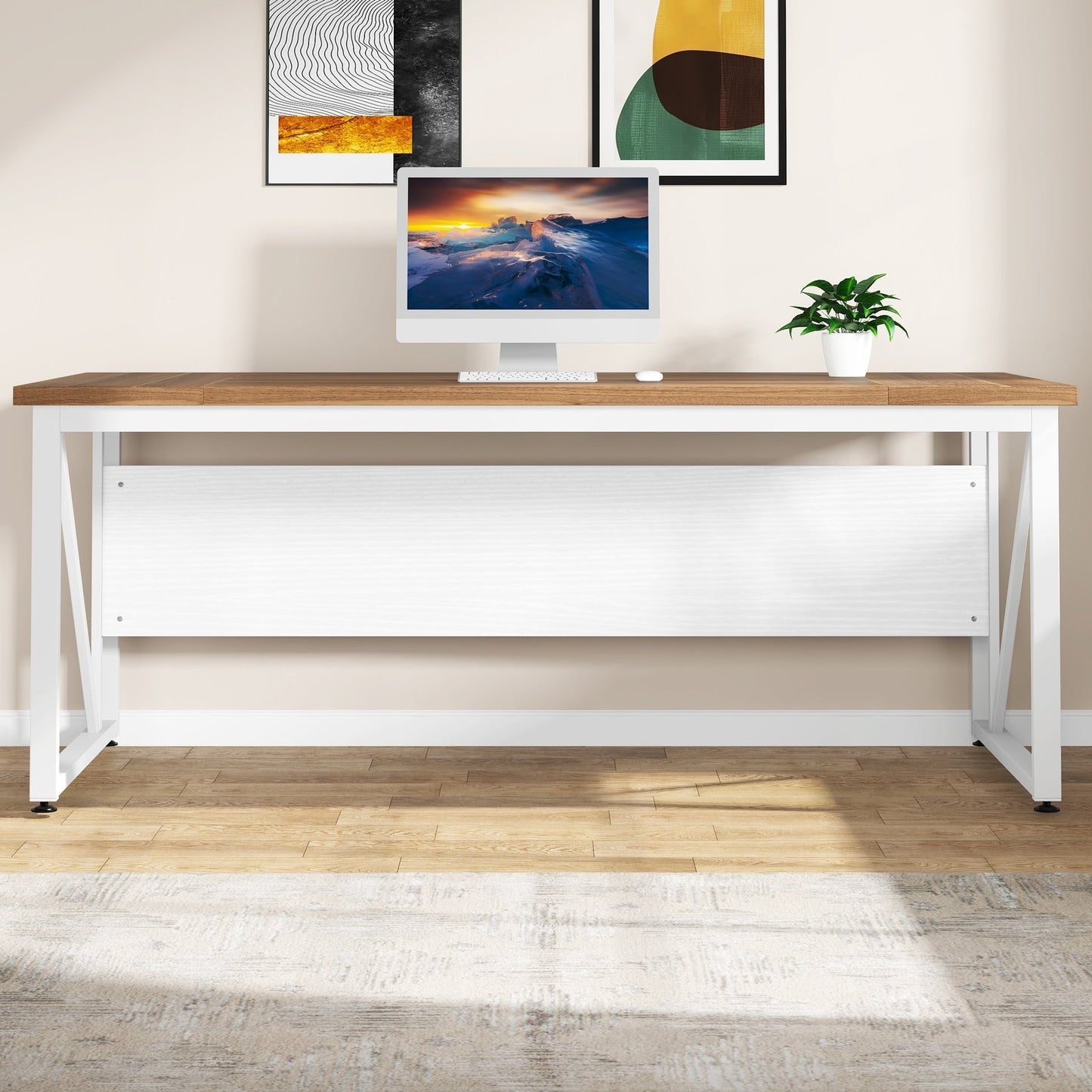 Scrivania a forma di L da 63 pollici con mobile porta documenti laterale da 47 pollici, set di scrivania per ufficio e casa per dirigenti.