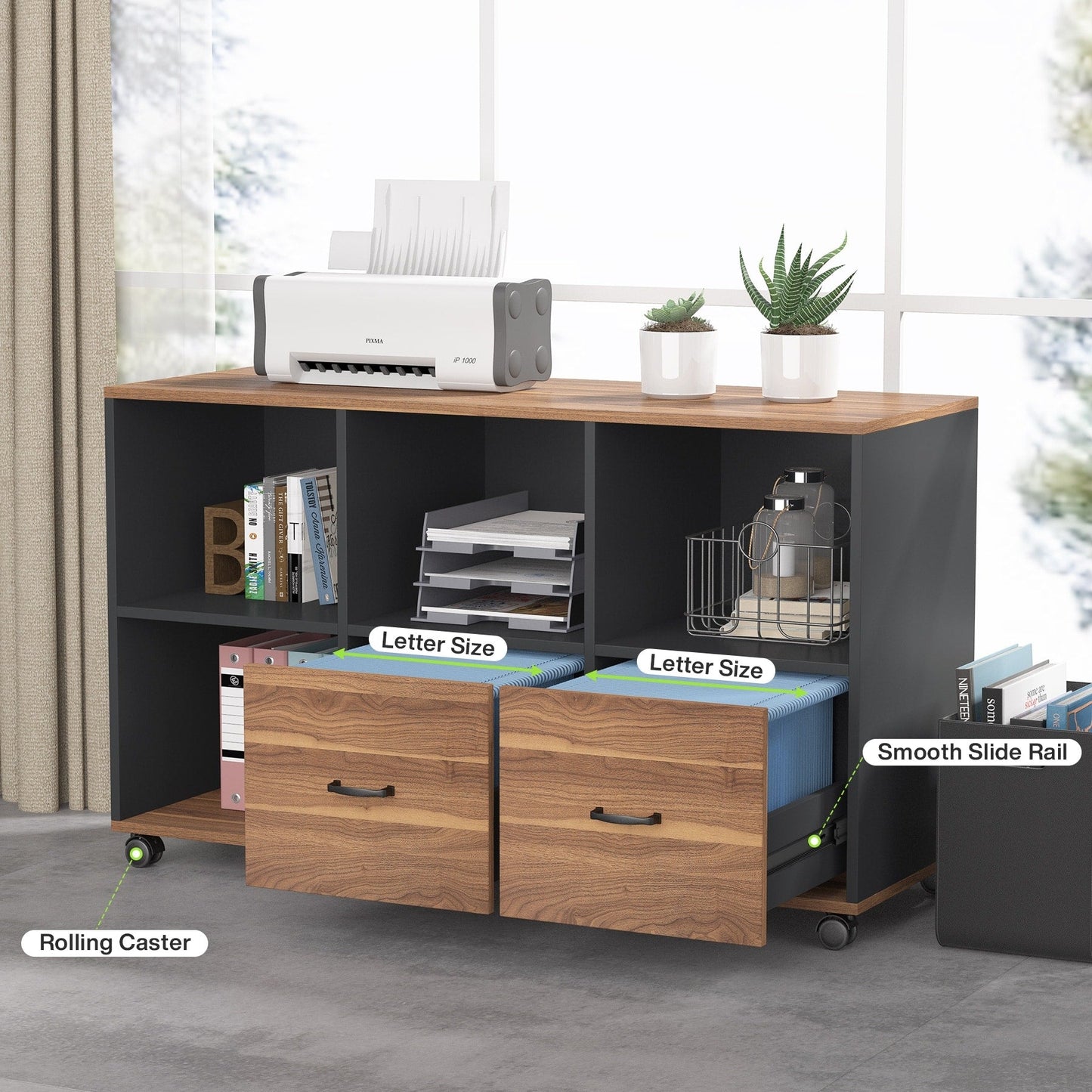 Scrivania a forma di L da 63 pollici con mobile porta documenti laterale da 47 pollici, set di scrivania per ufficio e casa per dirigenti.