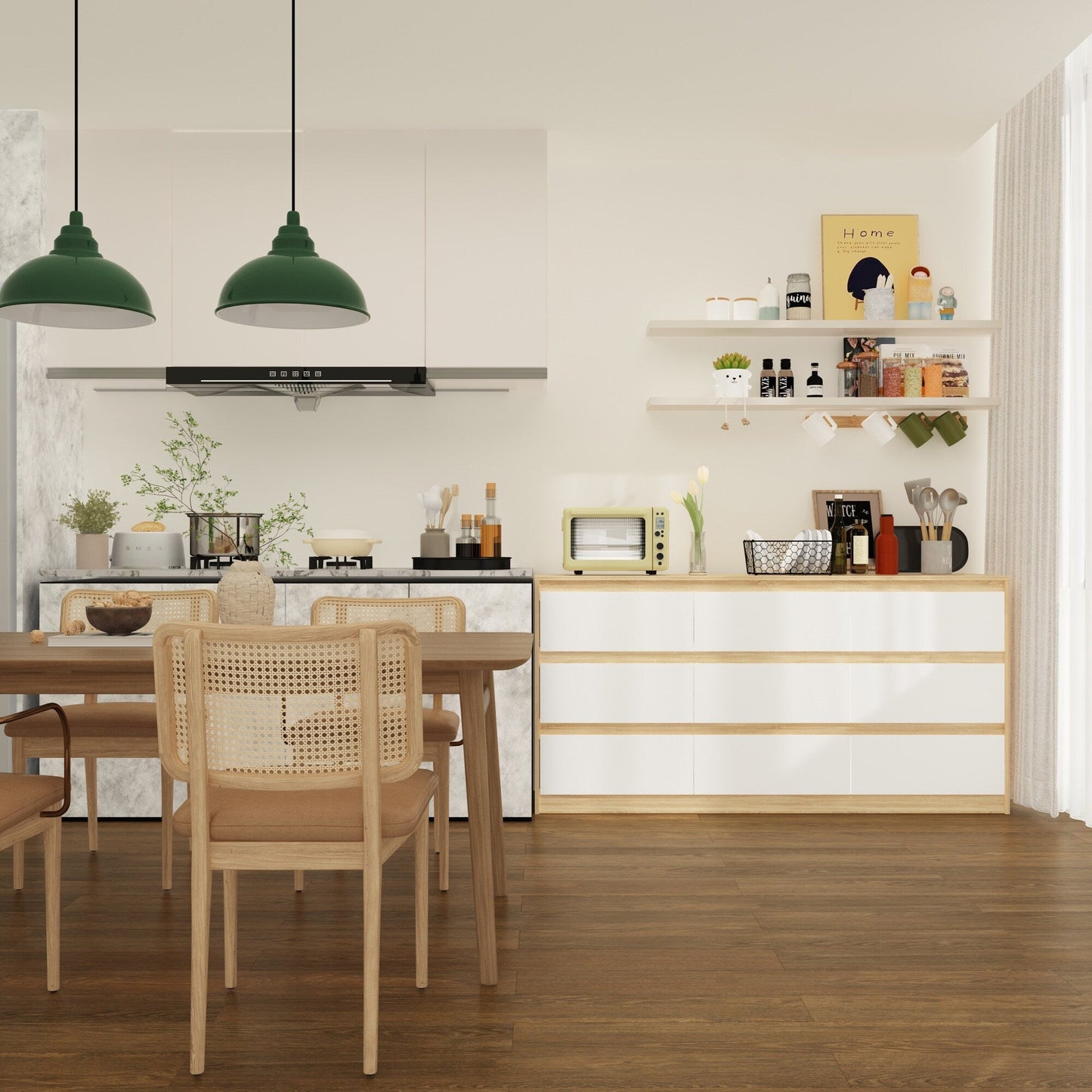 Comò con 9 cassetti da 63W, comò decorativo per soggiorno e camera da letto.