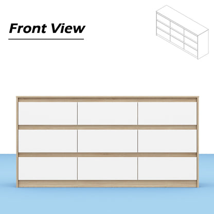 Comò con 9 cassetti da 63W, comò decorativo per soggiorno e camera da letto.