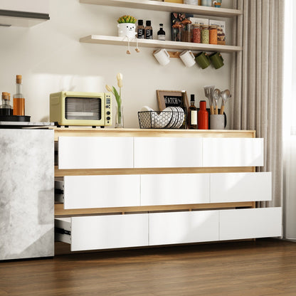 Comò con 9 cassetti da 63W, comò decorativo per soggiorno e camera da letto.