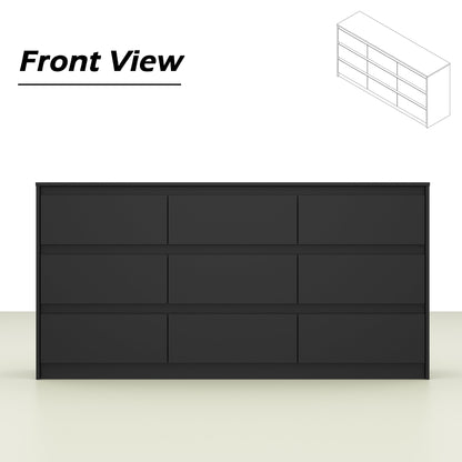 Comò con 9 cassetti da 63W, comò decorativo per soggiorno e camera da letto.