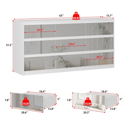 Comò con 9 cassetti da 63W, comò decorativo per soggiorno e camera da letto.