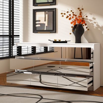 Comò con 9 cassetti da 63W, comò decorativo per soggiorno e camera da letto.