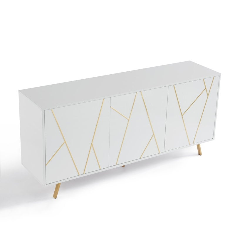 Mobile portaoggetti in legno con buffet e credenza, larghezza 63''