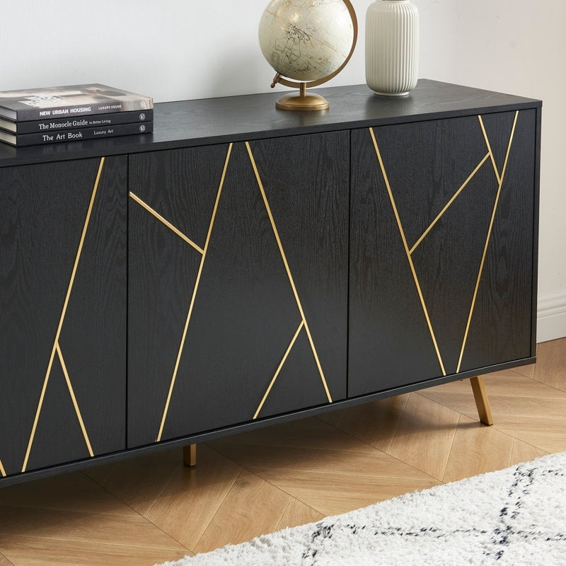 Mobile portaoggetti in legno con buffet e credenza, larghezza 63''