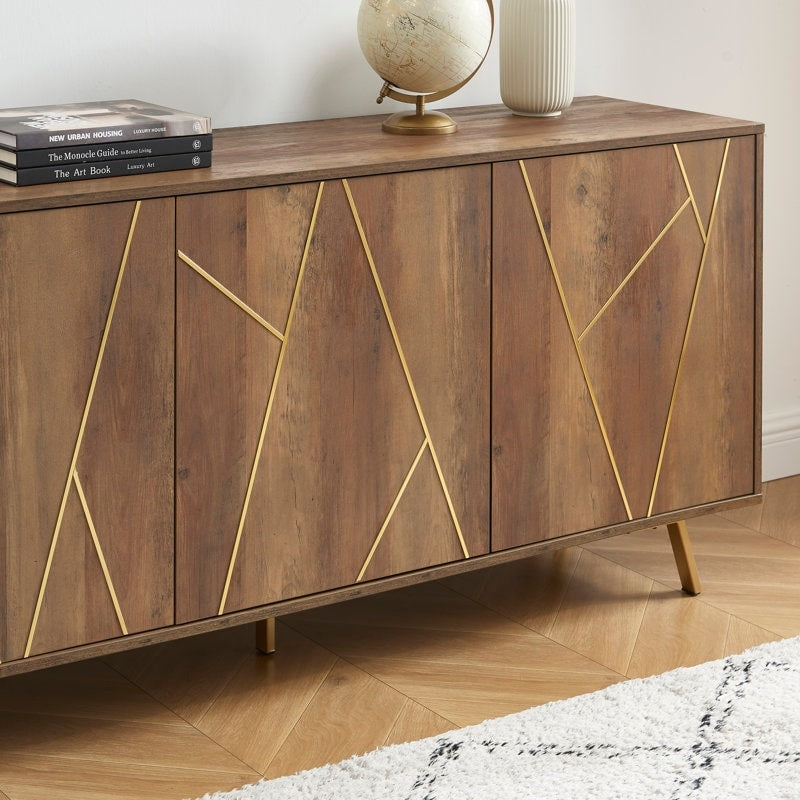 Mobile portaoggetti in legno con buffet e credenza, larghezza 63''