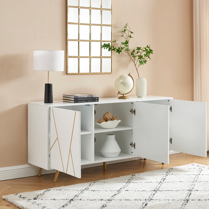 Mobile portaoggetti in legno con buffet e credenza, larghezza 63''