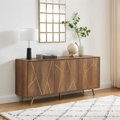 Mobile portaoggetti in legno con buffet e credenza, larghezza 63''