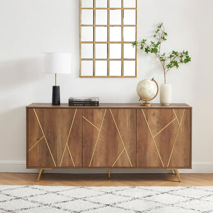 Mobile portaoggetti in legno con buffet e credenza, larghezza 63''