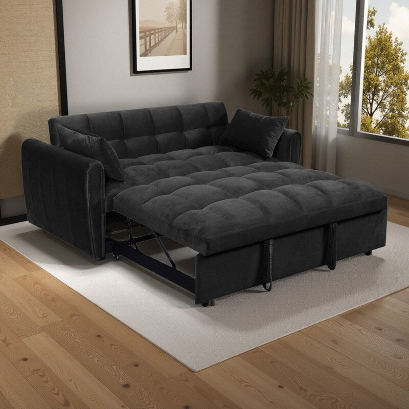Divano letto trasformabile 3-in-1 in velluto 64.96 con schienale regolabile, tasca portaoggetti e capacità di carico di 227 kg (500 lb)