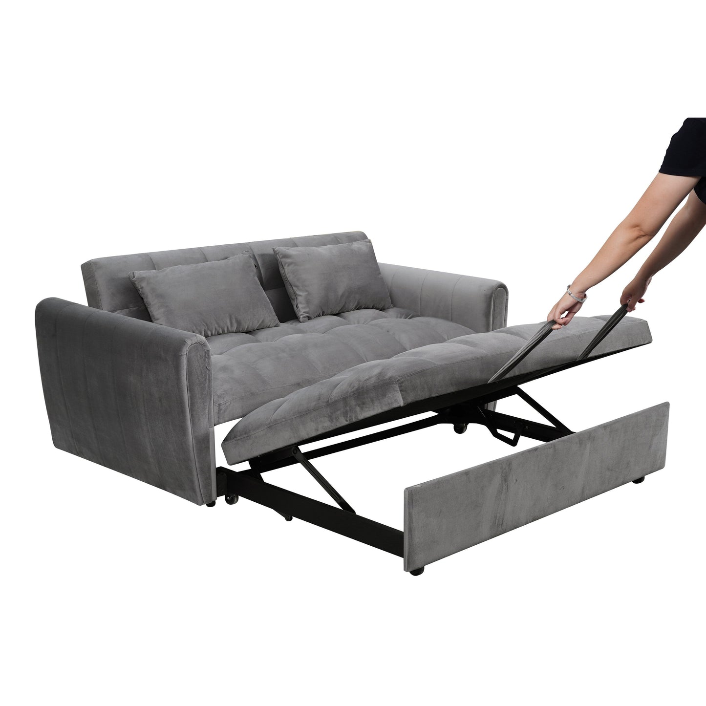 Divano letto trasformabile 3-in-1 in velluto 64.96 con schienale regolabile, tasca portaoggetti e capacità di carico di 227 kg (500 lb)