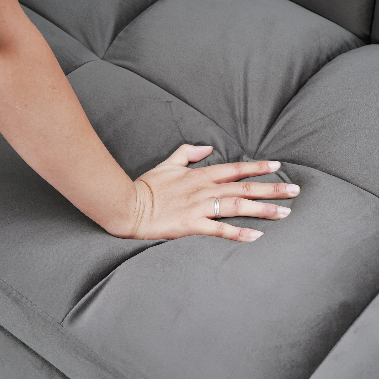 Divano letto trasformabile 3-in-1 in velluto 64.96 con schienale regolabile, tasca portaoggetti e capacità di carico di 227 kg (500 lb)