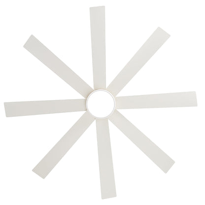 Ventilatore da soffitto a LED nero da 65 pollici con 8 pale, luce e telecomando.