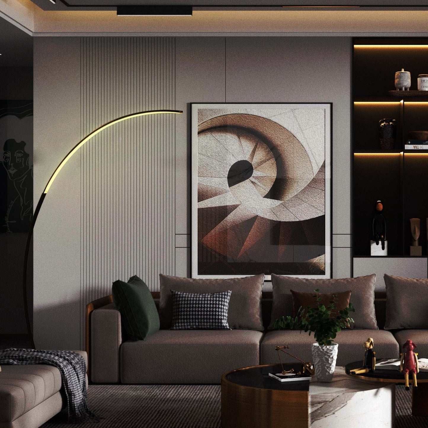 Lampada da terra a LED regolabile a 69 LED - Arco/Curva - RGBW - N/A