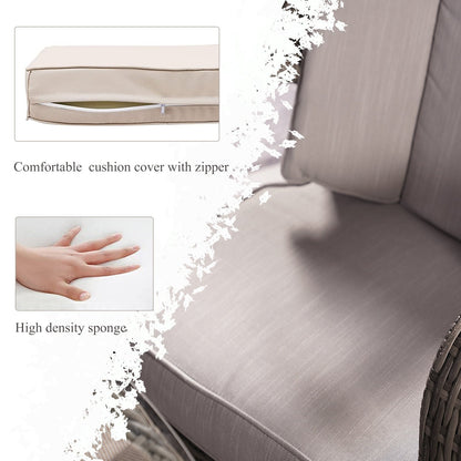 Set da pranzo da esterno rotondo in vimite intrecciato da 7 pezzi con cuscini di Moda Furnishings