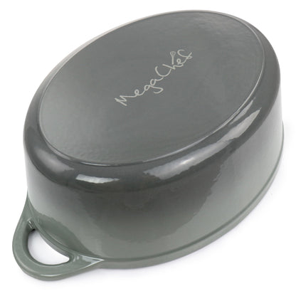 Pentola ovale in ghisa smaltata da 7 quarti, colore grigio tempesta.