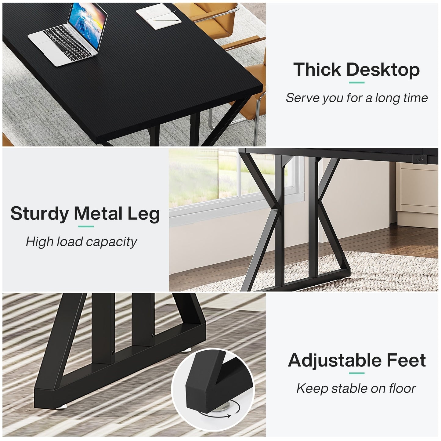 Scrivania da ufficio da 70,8 pollici, grande scrivania per computer, postazione di lavoro.