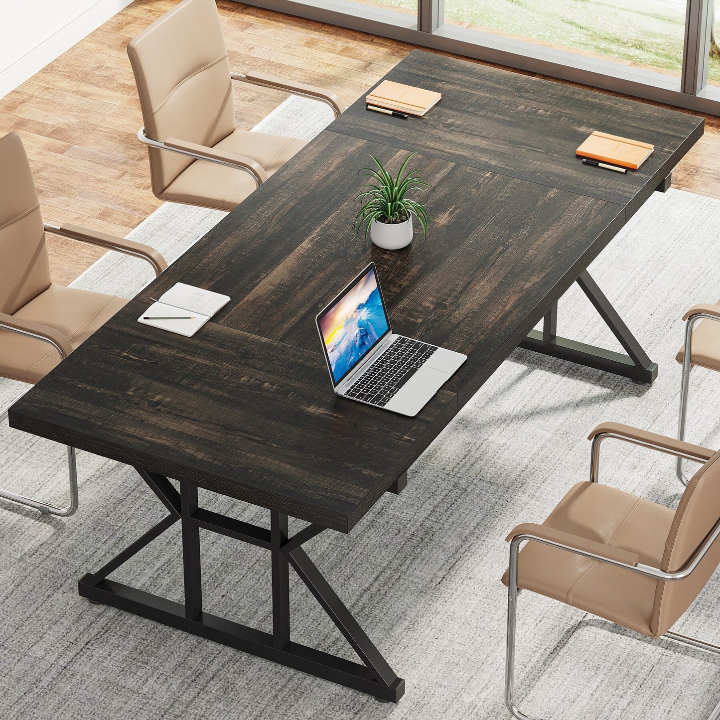 Scrivania da ufficio da 70,8 pollici, grande scrivania per computer, postazione di lavoro.