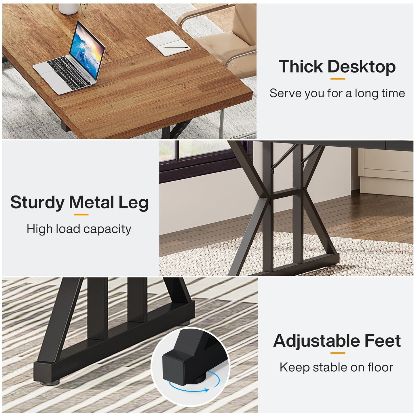 Scrivania da ufficio da 70,8 pollici, grande scrivania per computer, postazione di lavoro.