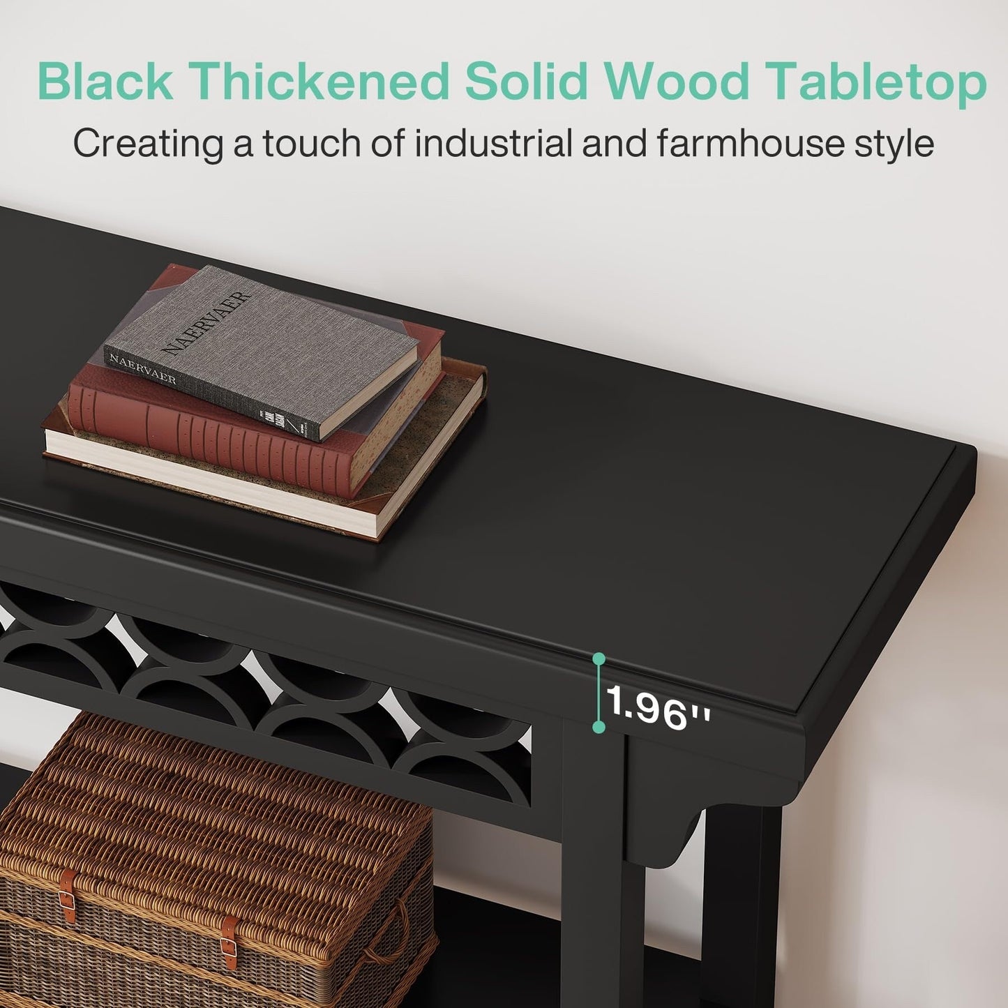 Tavolo da Console Lungo in Legno Massello da 180 cm in Stile Rustico/FARMHOUSE