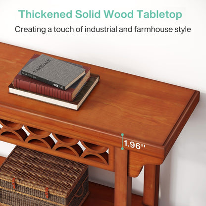 Tavolo da Console Lungo in Legno Massello da 180 cm in Stile Rustico/FARMHOUSE