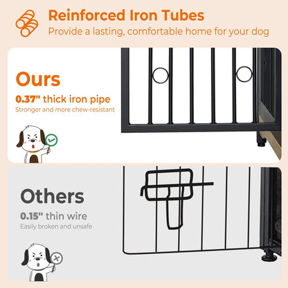 Casetta per cani da 70,86'' in stile mobile, per cani di grossa taglia, con TV stand, cuscino e due vani (senza cuscino)