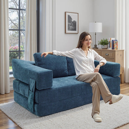 Divano letto trasformabile imbottito da 70,87 pollici, comodo divano letto trasformabile a forma di sedia per soggiorno, camera da letto, tessuto in chenille.