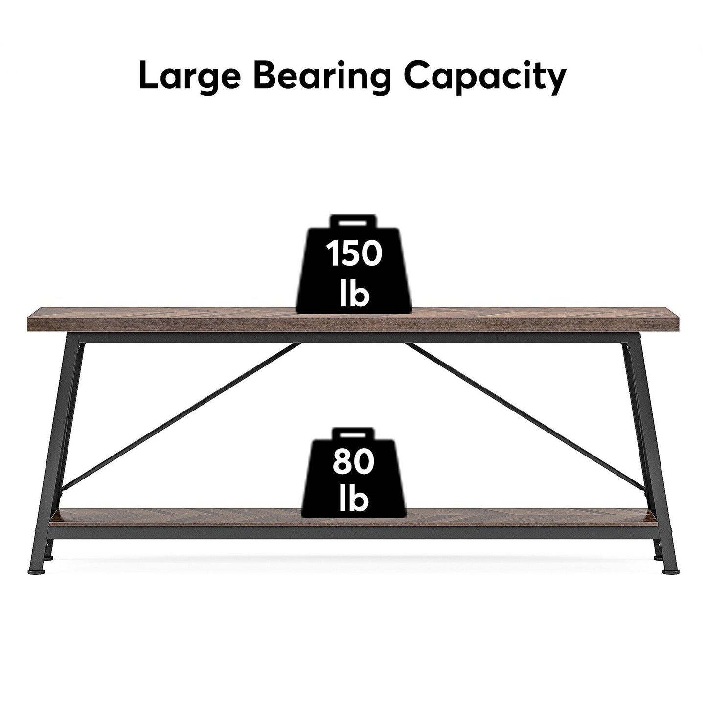 Tavolo da divano extra lungo da 180 cm, console d'ingresso in stile industriale
