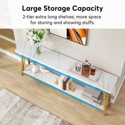 Tavolo da divano extra lungo da 180 cm, console d'ingresso in stile industriale