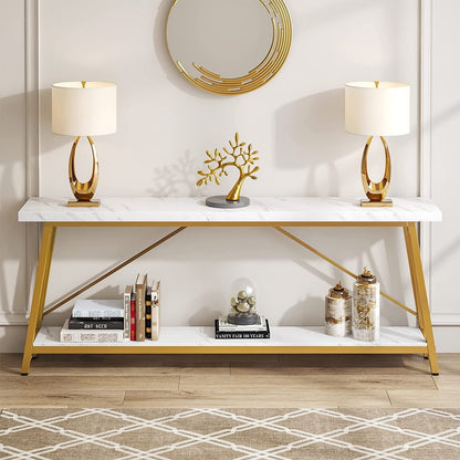 Tavolo da divano extra lungo da 180 cm, console d'ingresso in stile industriale