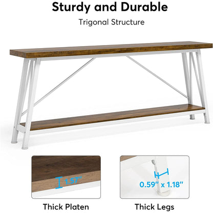 Tavolo da divano extra lungo da 180 cm, console d'ingresso in stile industriale