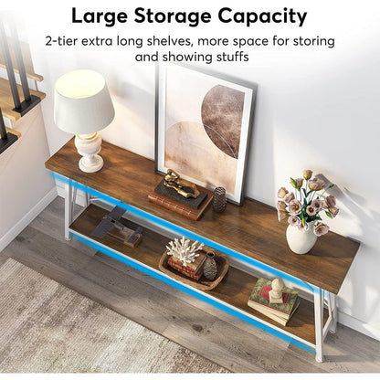 Tavolo da divano extra lungo da 180 cm, console d'ingresso in stile industriale