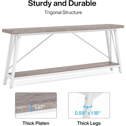 Tavolo da divano extra lungo da 180 cm, console d'ingresso in stile industriale