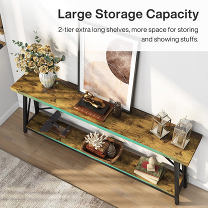 Tavolo da divano extra lungo da 180 cm, console d'ingresso in stile industriale