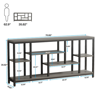 Tavolo console per divano da 180 cm con spazio portaoggetti, tavolo da ingresso a 3 livelli per corridoio