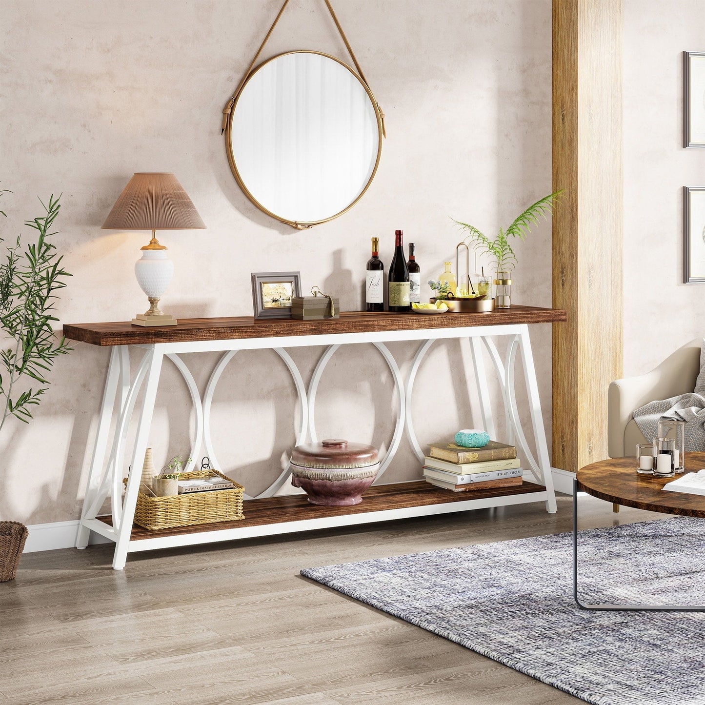 Tavolo console extra lungo da 180 cm, tavolino d'appoggio per divano, per soggiorno