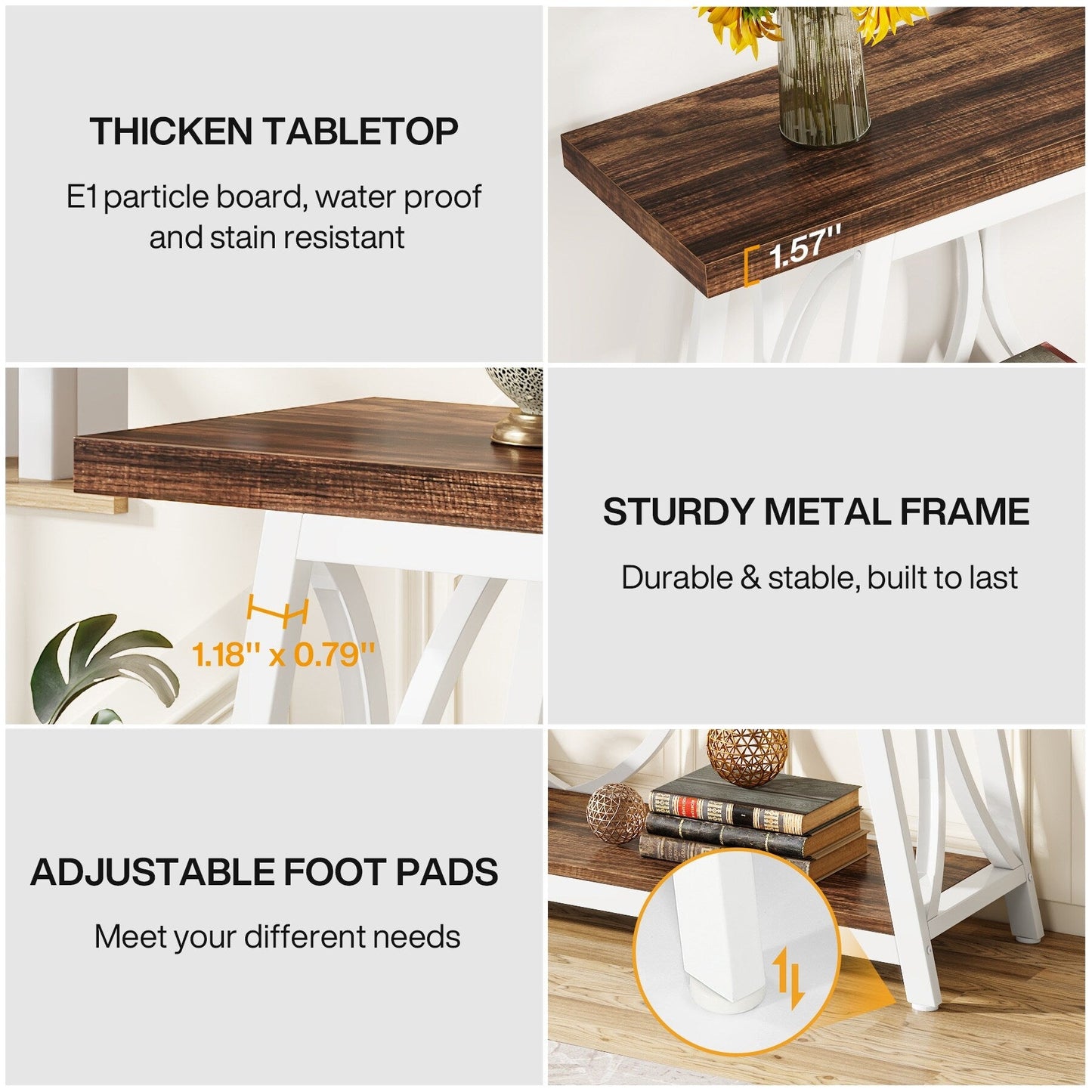 Tavolo console extra lungo da 180 cm, tavolino d'appoggio per divano, per soggiorno