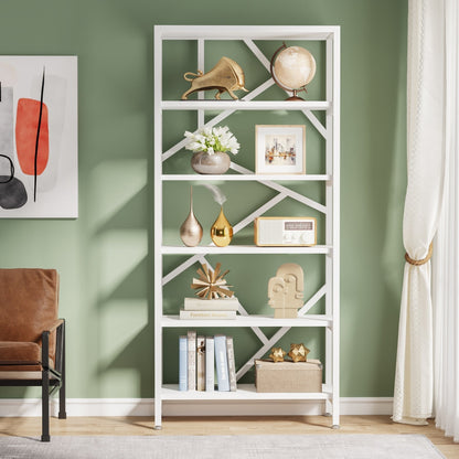 71 Libreria in stile industriale, scaffale a 6 livelli in legno marrone rustico, scaffali aperti per libri