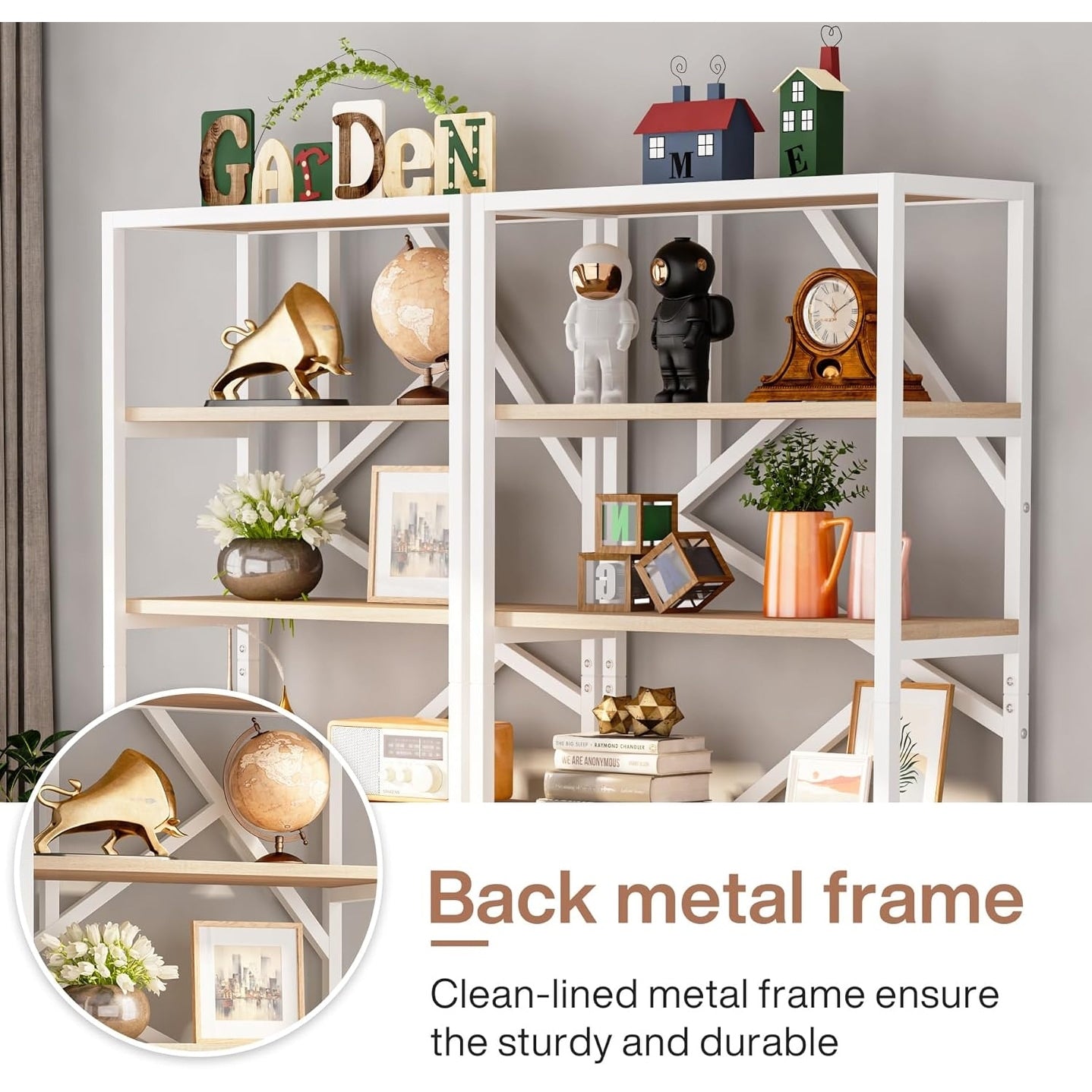 71 Libreria in stile industriale, scaffale a 6 livelli in legno marrone rustico, scaffali aperti per libri