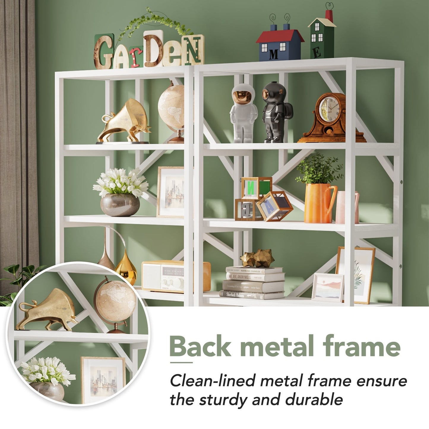 71 Libreria in stile industriale, scaffale a 6 livelli in legno marrone rustico, scaffali aperti per libri