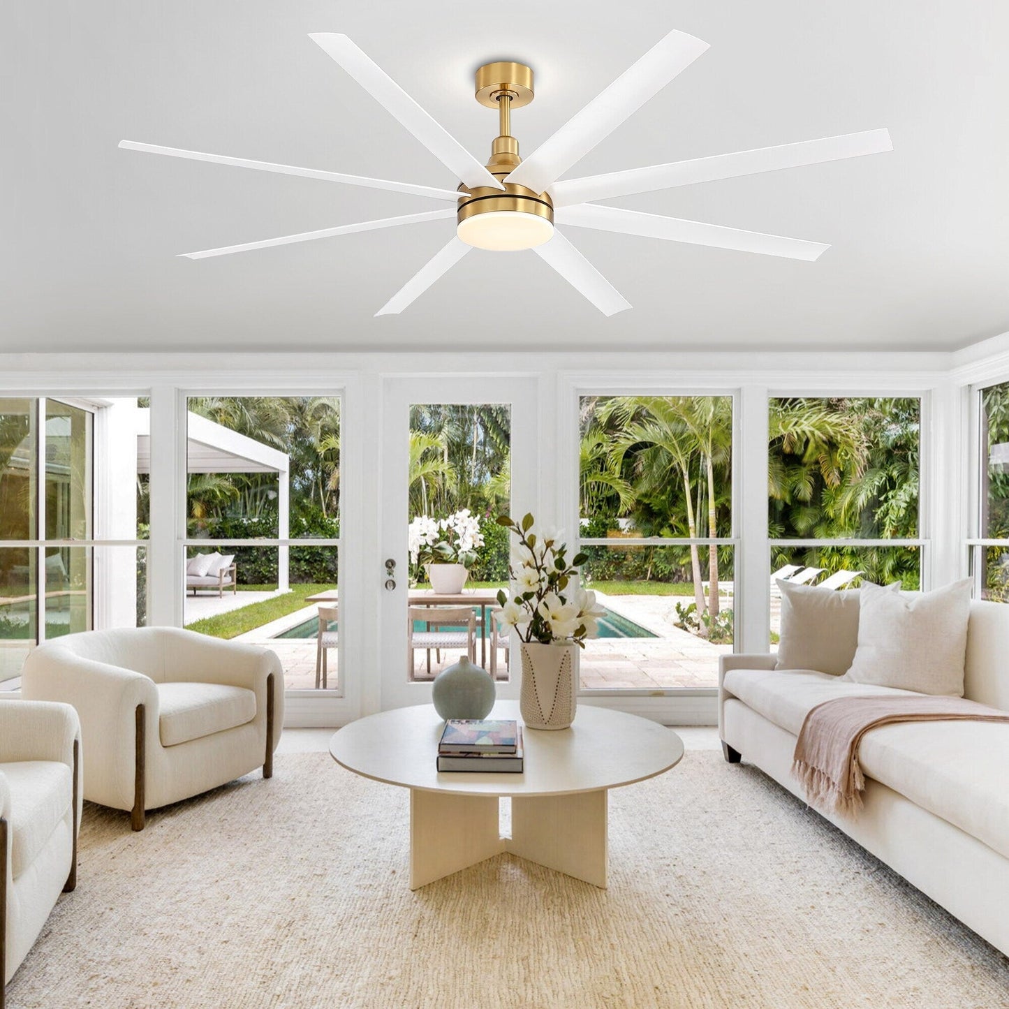 Ventilatore a soffitto da 72 pollici con luce a LED e telecomando - 8 pale