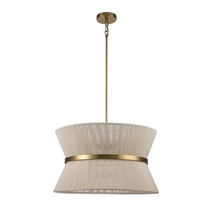 Lampadario a 8 luci, stile bohémien moderno, a forma di tamburo, grande, con tessuto a forma di clessidra intrecciato a mano, colore oro/nero, per sala da pranzo/soggiorno, diametro 60 cm (24 pollici).