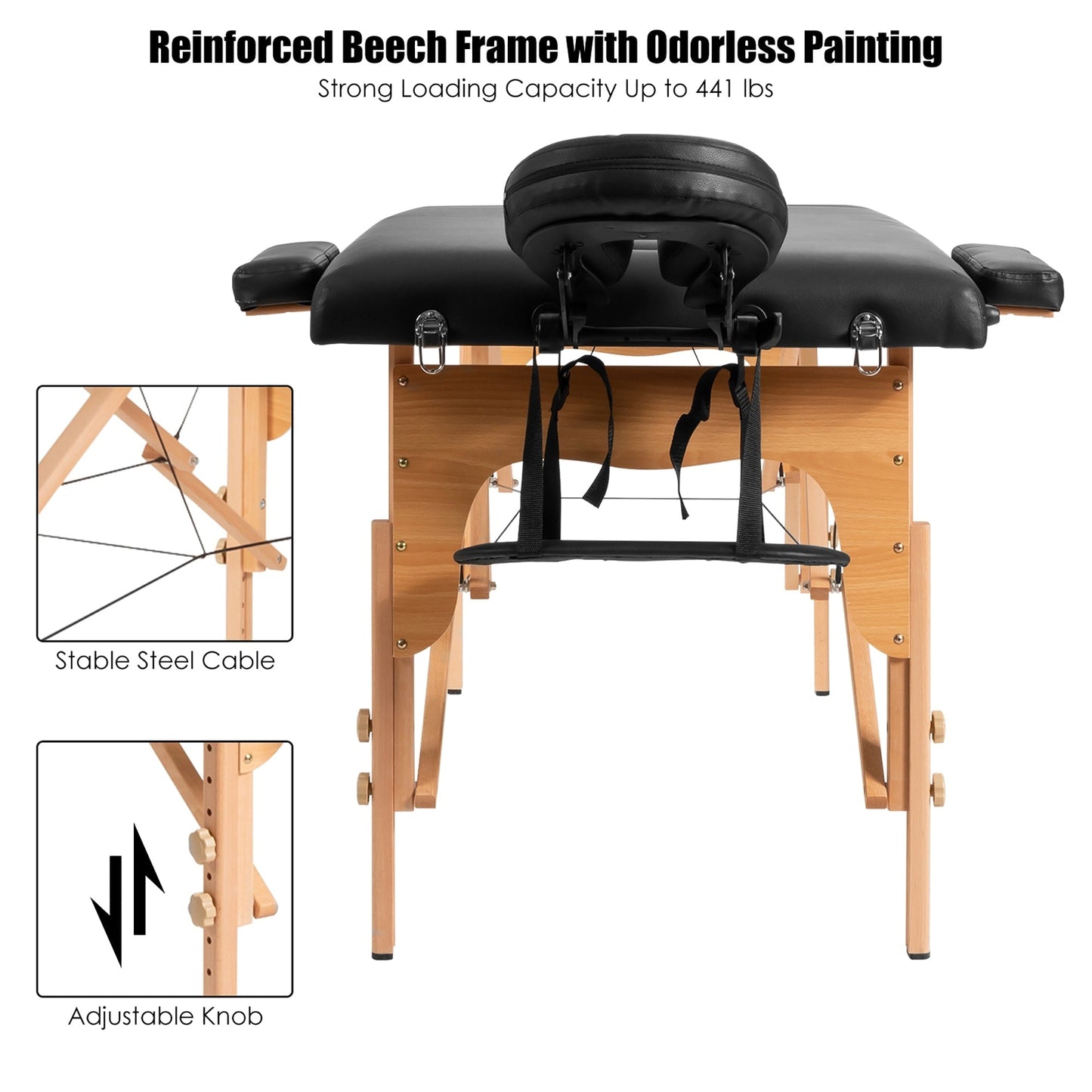 Tavolo da massaggio portatile da 84''L, letto estetico regolabile per viso e tatuaggi, con borsa per il trasporto.